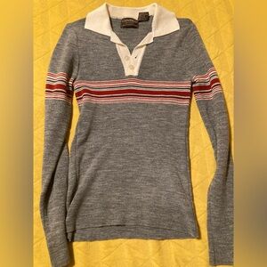 Vintage 70’s Gray & Red Striped Women's Sweater